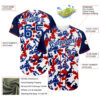 Custom White Royal Red-Navy Camo American Flag Patriotic Raglan Sleeves Authentic Baseball Jersey
