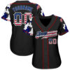 Custom Black USA Flag Red-White Patriotic Camo Raglan Sleeves Authentic Baseball Jersey