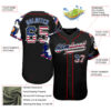 Custom Black USA Flag Red-White Patriotic Camo Raglan Sleeves Authentic Baseball Jersey