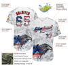Custom White USA Flag Red-Black Bald Eagle Patriotic Grunge Camo Raglan Sleeves Authentic Baseball Jersey
