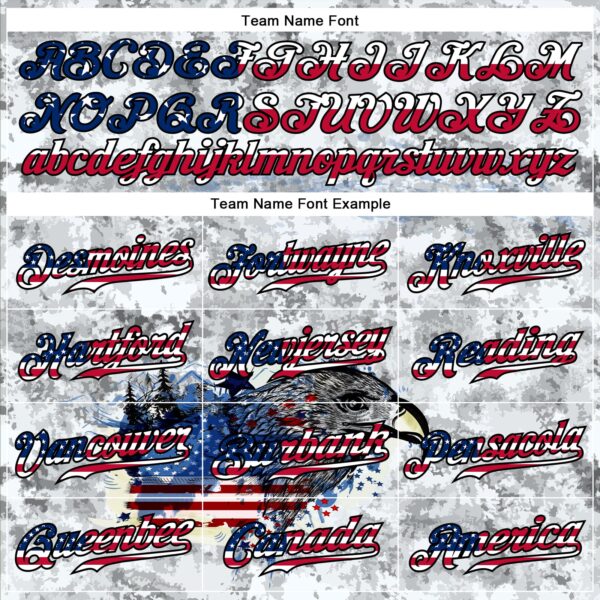 Custom White USA Flag Red-Black Bald Eagle Patriotic Grunge Camo Raglan Sleeves Authentic Baseball Jersey