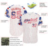 Custom White Red Pinstripe USA Flag-Blue Patriotic Stars & Stripes Raglan Sleeves Authentic Baseball Jersey