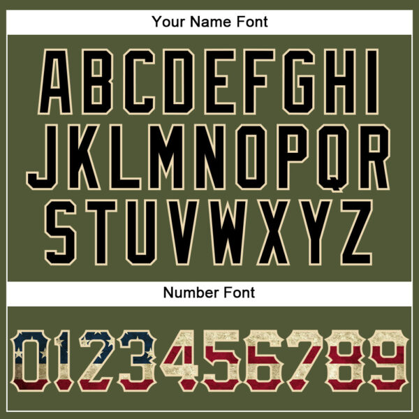 Custom Olive Vintage USA Flag Black Camo-Cream Patriotic Stars Raglan Sleeves Authentic Baseball Jersey