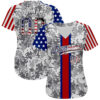 Custom Camo USA Flag Red Blue Black-White Patriotic Pixel Camouflage Stars & Stripes Raglan Sleeves Authentic Baseball Jersey