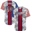 Custom Camo USA Flag Red Blue Black-White Patriotic Pixel Camouflage Stars & Stripes Raglan Sleeves Authentic Baseball Jersey