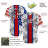 Custom Camo USA Flag Red Blue Black-White Patriotic Pixel Camouflage Stars & Stripes Raglan Sleeves Authentic Baseball Jersey