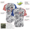 Custom Camo USA Flag Red Blue Black-White Patriotic Pixel Camouflage Stars & Stripes Raglan Sleeves Authentic Baseball Jersey