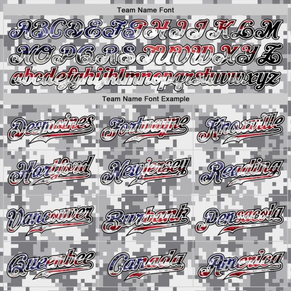 Custom Camo USA Flag Red Blue Black-White Patriotic Pixel Camouflage Stars & Stripes Raglan Sleeves Authentic Baseball Jersey
