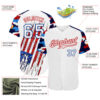 Custom White Red-Royal Patriotic American Flag Camo Raglan Sleeves Authentic Baseball Jersey