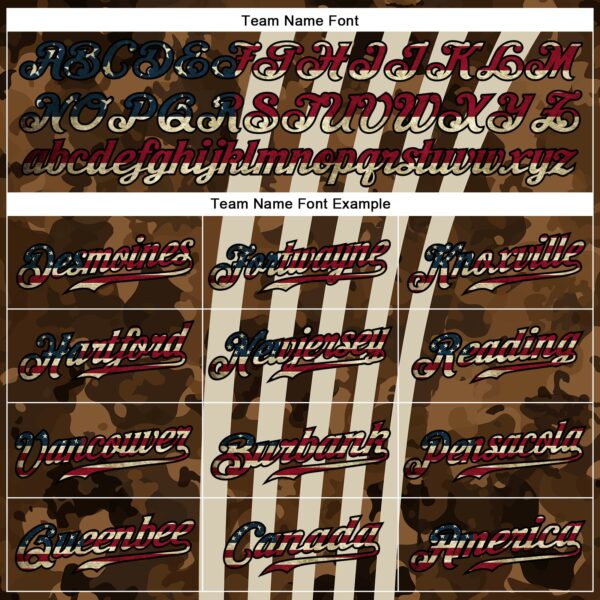 Custom Camo Vintage USA Flag Cream Black-White Patriotic Desert Camouflage Raglan Sleeves Authentic Baseball Jersey