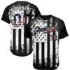 Custom Black USA Flag-White Patriotic Distressed Grunge Desert Camouflage Raglan Sleeves Authentic Baseball Jersey