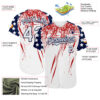 Custom White Navy-Red Splatter Brush Stroke Star Raglan Sleevess Authentic Baseball Jersey