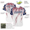 Custom White Navy-Crimson Splatter Brush Stroke Star Raglan Sleevess Authentic Baseball Jersey