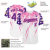 Custom White Purple-Pink Splatter Brush Stroke Star Raglan Sleevess Authentic Baseball Jersey