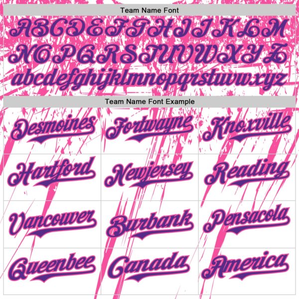 Custom White Purple-Pink Splatter Brush Stroke Star Raglan Sleevess Authentic Baseball Jersey