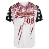 Custom White Crimson Cream-Black Splatter Brush Stroke Star Raglan Sleevess Authentic Baseball Jersey