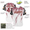 Custom White Crimson Cream-Black Splatter Brush Stroke Star Raglan Sleevess Authentic Baseball Jersey