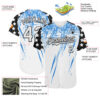 Custom White Black-Powder Blue Splatter Brush Stroke Star Raglan Sleevess Authentic Baseball Jersey