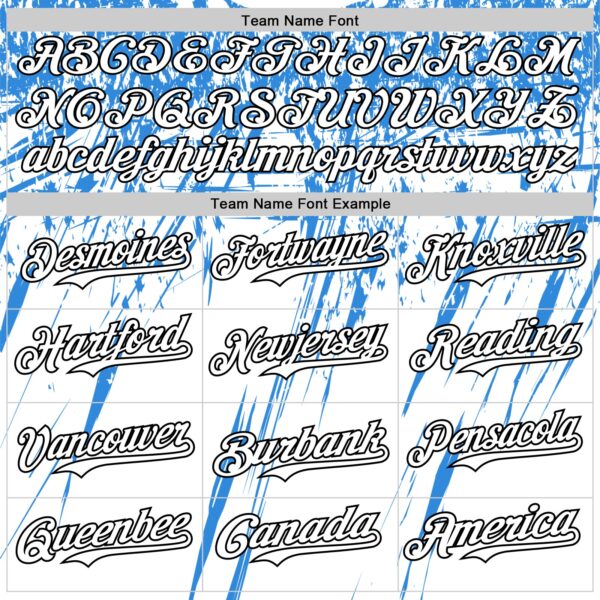 Custom White Black-Powder Blue Splatter Brush Stroke Star Raglan Sleevess Authentic Baseball Jersey