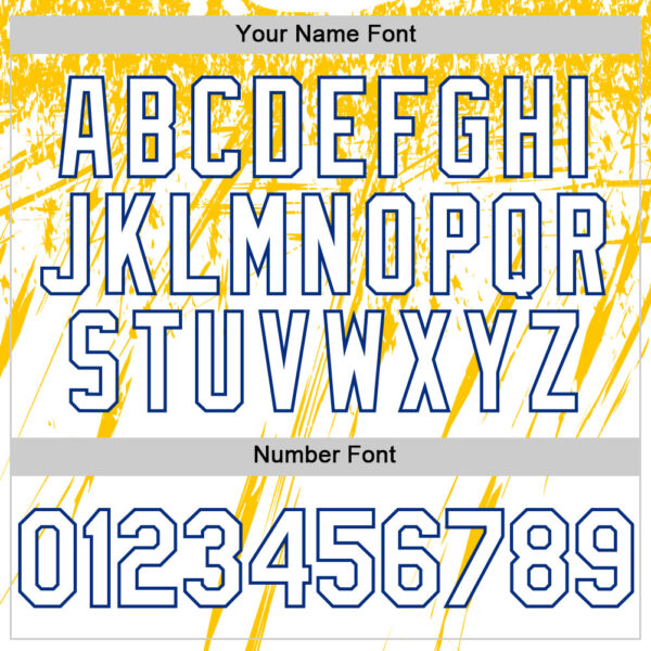 Custom White Royal-Yellow Splatter Brush Stroke Star Raglan Sleevess Authentic Baseball Jersey