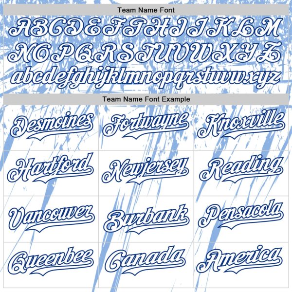 Custom White Royal-Light Blue Splatter Brush Stroke Star Raglan Sleevess Authentic Baseball Jersey