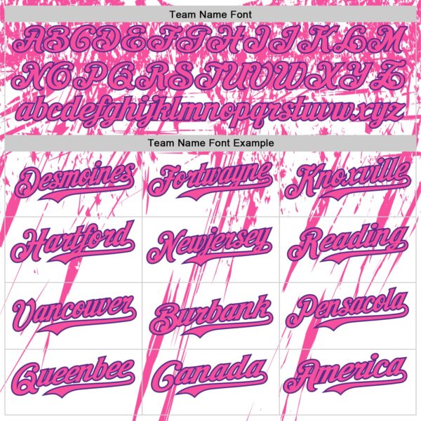 Custom White Pink-Purple Splatter Brush Stroke Star Raglan Sleevess Authentic Baseball Jersey
