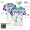 Custom White Purple-Teal Splatter Brush Stroke Star Raglan Sleevess Authentic Baseball Jersey