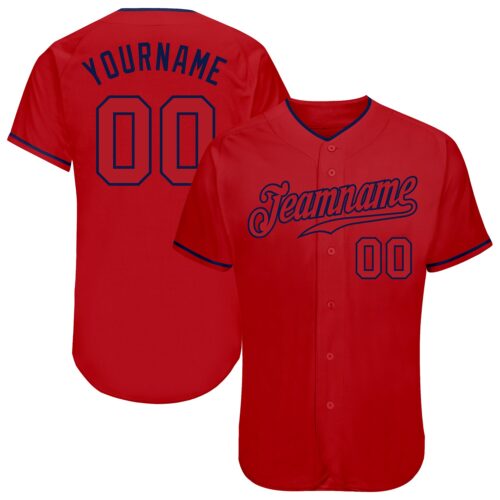 Red0219 Custom Red Red-Navy Authentic Baseball Jersey