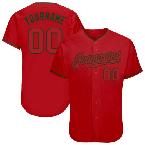 Red0220 Custom Red Red-Green Authentic Baseball Jersey