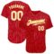 Custom Red Gold Pinstripe White-Gold Authentic Baseball Jersey
