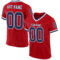 Red0250 Custom Red Navy-White Mesh Authentic Throwback Football Jersey