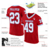 Custom Red White-Light Blue Mesh Authentic Throwback Football Jersey