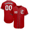 Custom Red White-Black Authentic Baseball Jersey