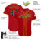 Custom Red Navy Pinstripe Navy-Gold Authentic Baseball Jersey
