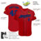 Custom Red Black Pinstripe Royal-Black Authentic Baseball Jersey