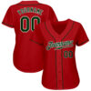 Custom Red Green-White Authentic Baseball Jersey