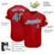 Custom Red Teal-White Authentic Baseball Jersey