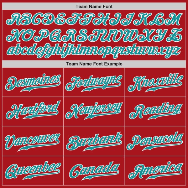 Custom Red Teal-White Authentic Baseball Jersey
