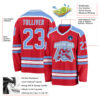 Custom Red Light Blue-White Hockey Jersey