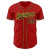 Custom Red Navy-Gold Authentic Baseball Jersey