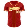 Custom Red White-Gold Authentic Baseball Jersey