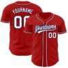 Custom Red White-Navy Authentic Baseball Jersey