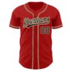Custom Red Black-City Cream Authentic Baseball Jersey