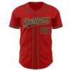 Custom Red Black-Old Gold Authentic Baseball Jersey
