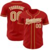 Custom Red Old Gold-White Authentic Baseball Jersey