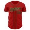 Custom Red Black-Old Gold Authentic Baseball Jersey
