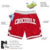 Custom Red White-Gray Authentic Throwback Basketball Shorts