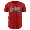 Custom Red White Pinstripe Black Authentic Baseball Jersey