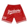 Custom Red White Authentic Throwback Basketball Shorts