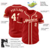Custom Red Cream Authentic Baseball Jersey